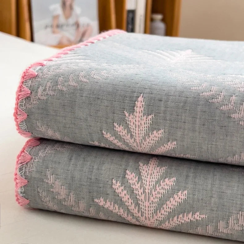 New cotton three-layer yarn towel quilt pure cotton office lunch break blanket sofa cover blanket shawl blanket Xia Liang quilt