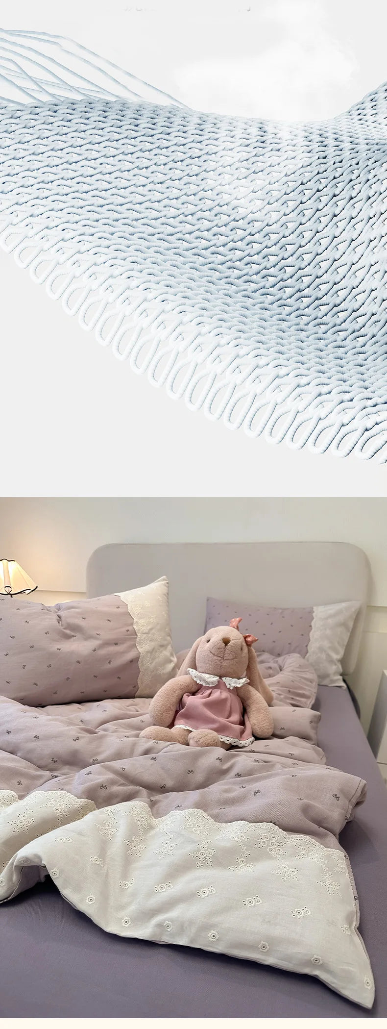 French Cotton Muslin Bedding Set Washed Double Layer Duvet Cover Bed Linen Summer Breathable Sheets Cozy Skin Friendly