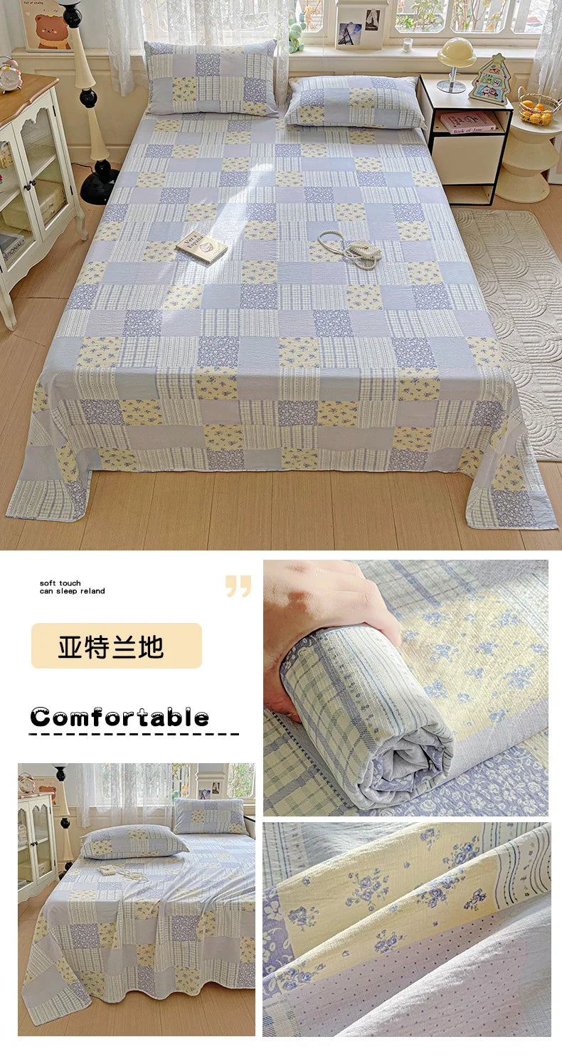 Bed Sheet High Quality Twin Double Queen King Bed Cover Sheets Pure Cotton Single Size Kids Bed Linen