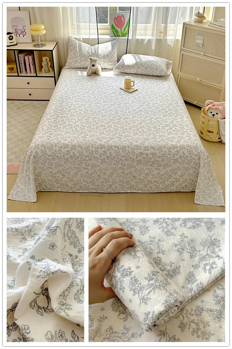Flower Print Bed Sheet Single/Double/Queen/King Size Flat Sheets Adults Kids Room Soft Bed Linen sabanas (Pillowcase Need Order)