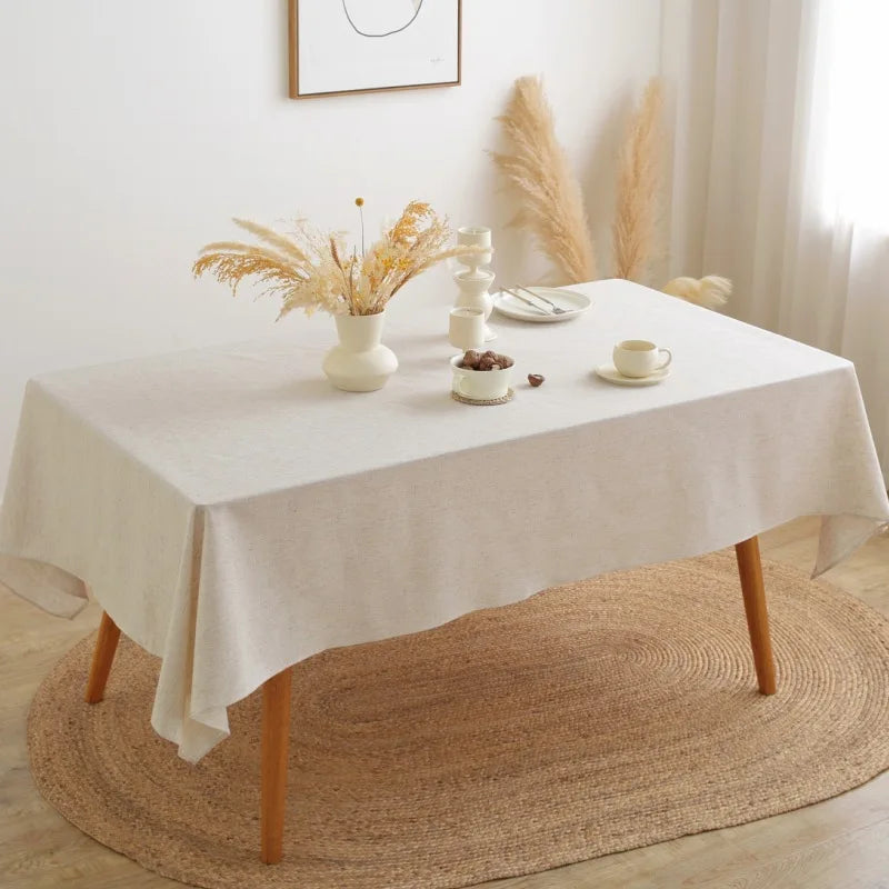 Linen Cotton Tablecloth for Wedding Home Party Dining Banquet Decoration Flax Fabric Table Cloth Luxurious Table Cover