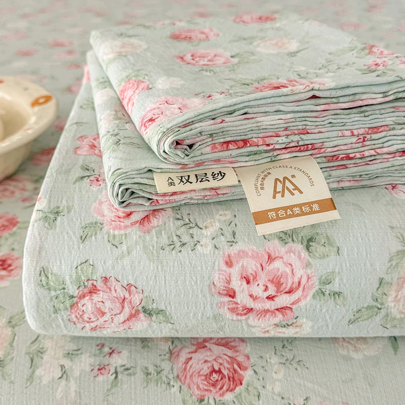 Double-Layer Weave Ultra-Soft Breathable Bed Flat Sheet 1Pc (No Pillowcase) Home Bed Linen Sheet Bedsheets for Single/Couple