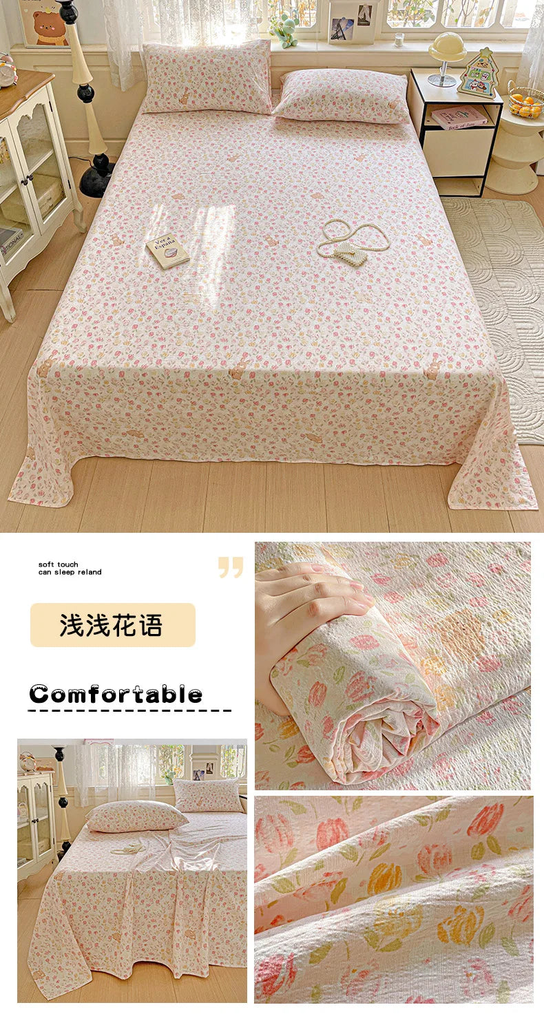 Bed Sheet High Quality Twin Double Queen King Bed Cover Sheets Pure Cotton Single Size Kids Bed Linen