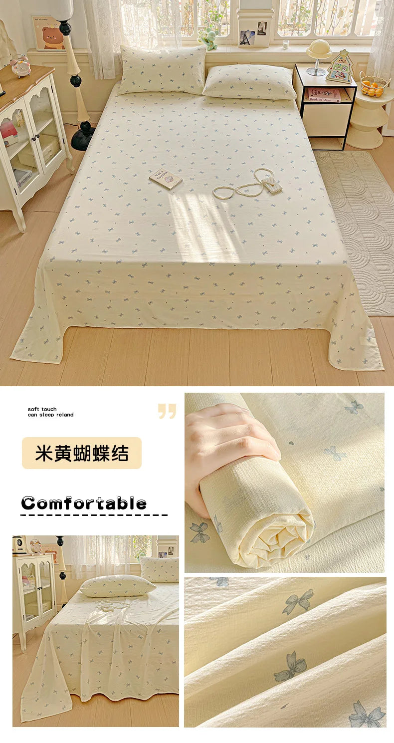 Bed Sheet High Quality Twin Double Queen King Bed Cover Sheets Pure Cotton Single Size Kids Bed Linen