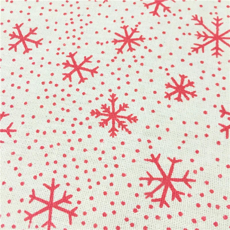 1/3/5M Linen Fabric Christmas Decoration White Snowflake Red Elk Print Linen Cloth Tablecloth Diy Handmade Backdrop