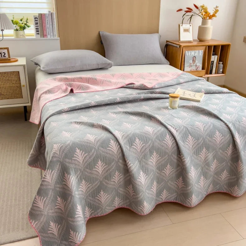 New cotton three-layer yarn towel quilt pure cotton office lunch break blanket sofa cover blanket shawl blanket Xia Liang quilt