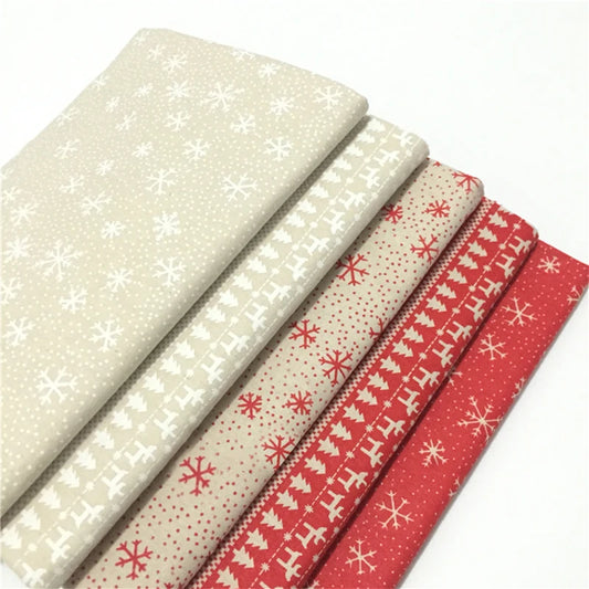1/3/5M Linen Fabric Christmas Decoration White Snowflake Red Elk Print Linen Cloth Tablecloth Diy Handmade Backdrop