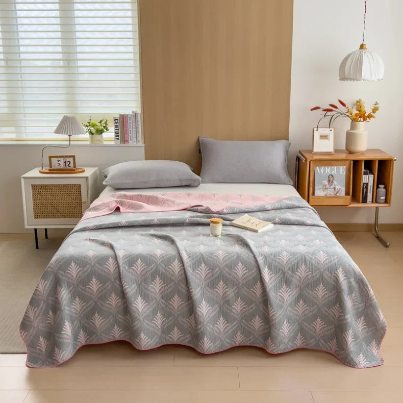 New cotton three-layer yarn towel quilt pure cotton office lunch break blanket sofa cover blanket shawl blanket Xia Liang quilt