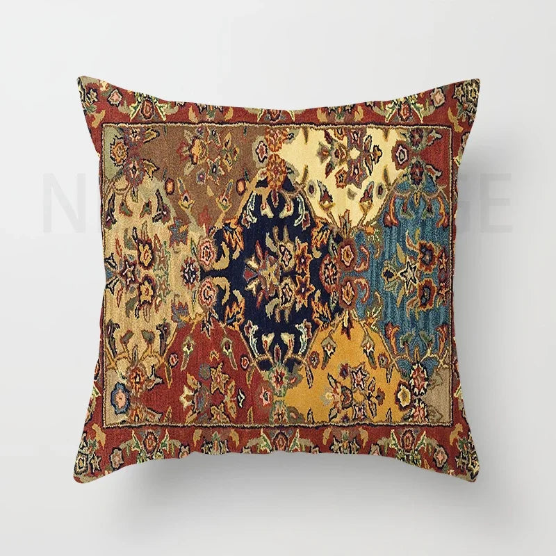 Red Moroccan ethnic style short plush pillowcase sofa cushion cover