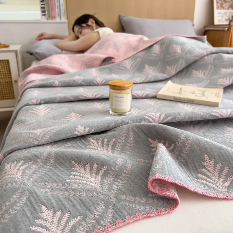 New cotton three-layer yarn towel quilt pure cotton office lunch break blanket sofa cover blanket shawl blanket Xia Liang quilt