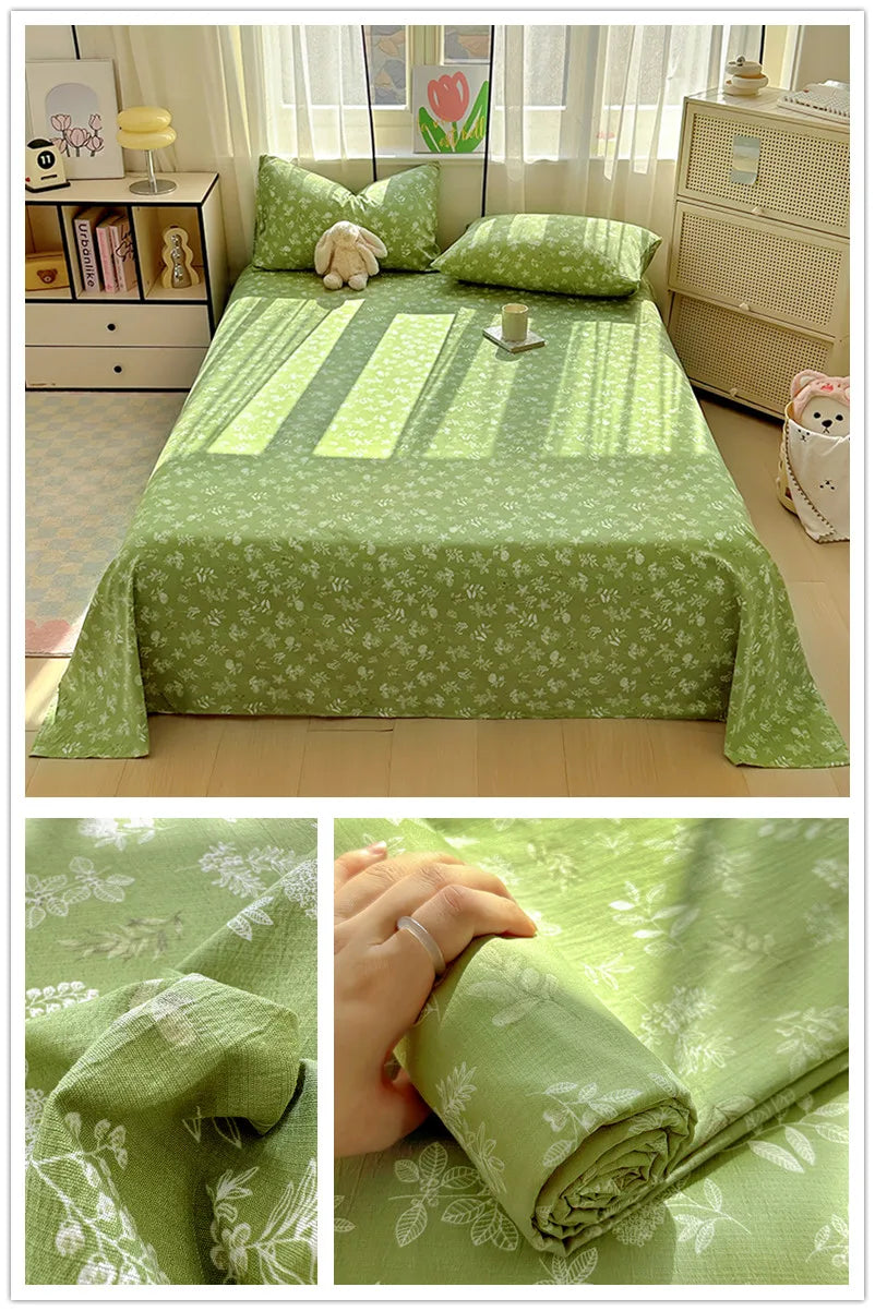 Flower Print Bed Sheet Single/Double/Queen/King Size Flat Sheets Adults Kids Room Soft Bed Linen sabanas (Pillowcase Need Order)