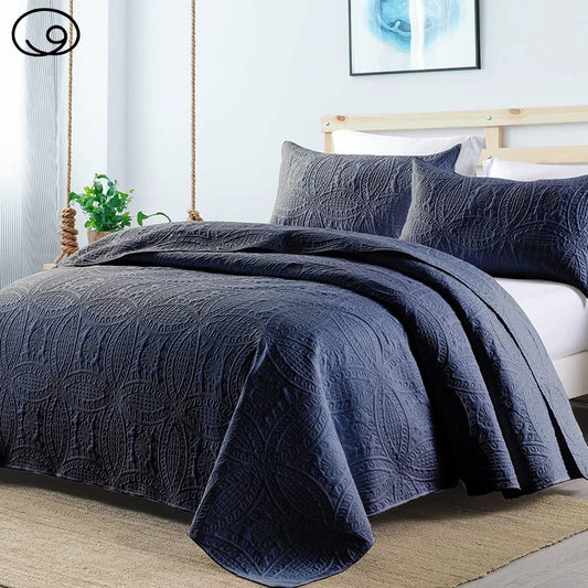 Cherryarn 2/3 Piece Piece Quilt Bedding Set, Lightweight Soft Quilt Bedspread Coverlet with Pillow Shams,Coin Pattern Quilt
