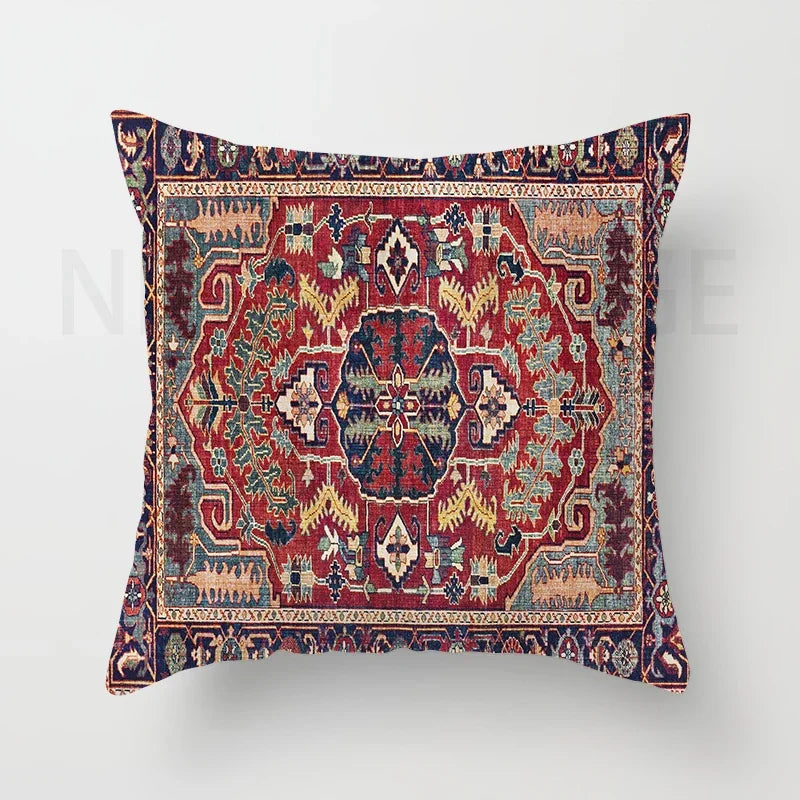 Red Moroccan ethnic style short plush pillowcase sofa cushion cover