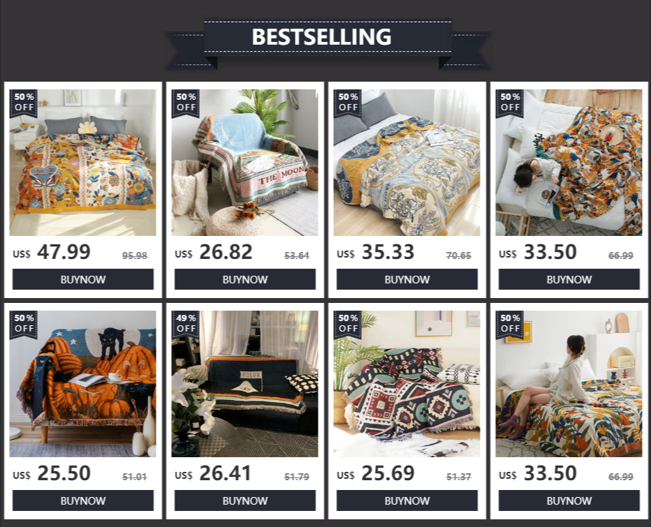 Bohemia Throw Blanket For Beds Cotton Cover Four Seasons Sofa Blanket Oversized Summer Gauze Cool Quilt Double Bedspread