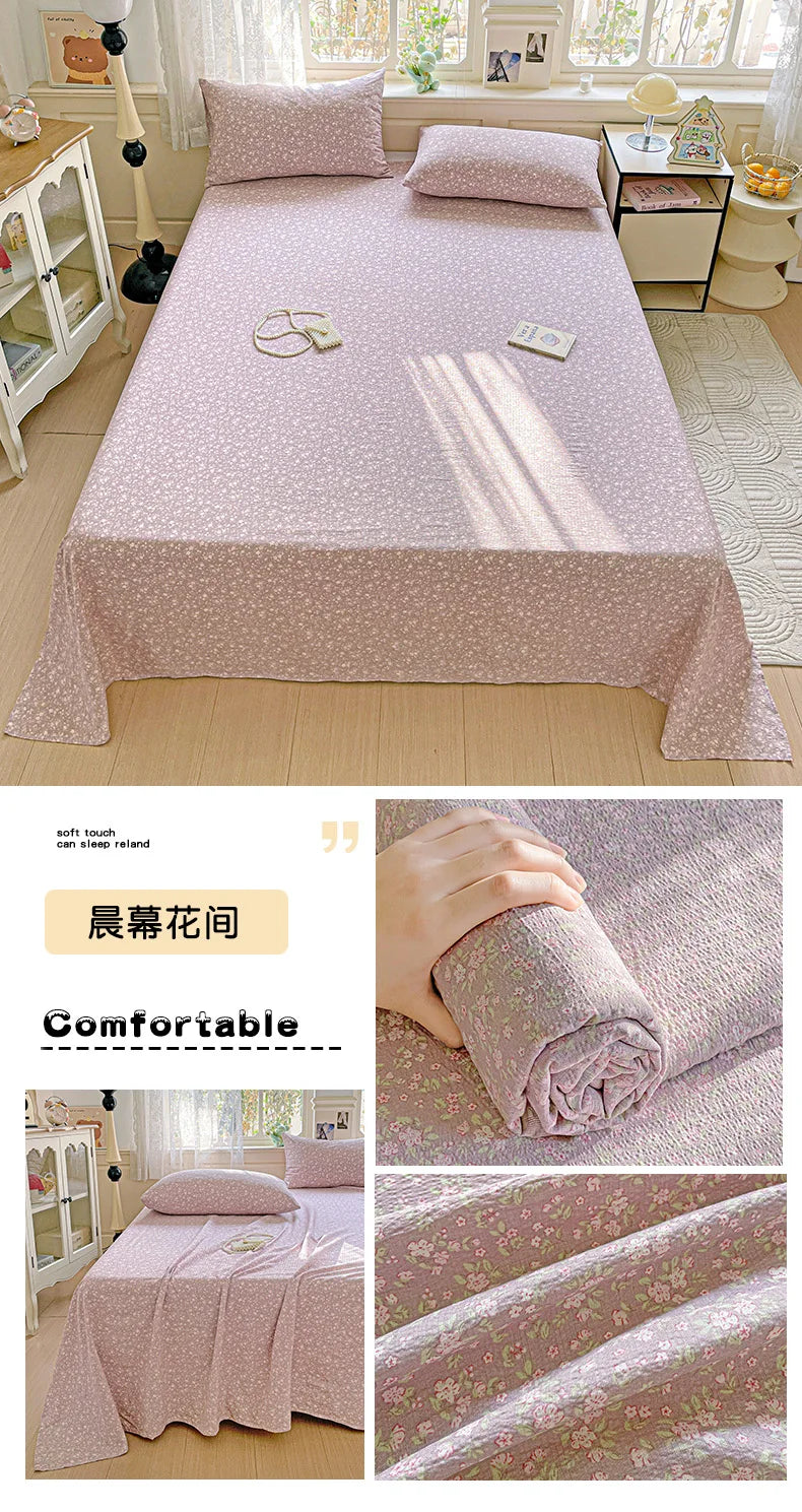 Bed Sheet High Quality Twin Double Queen King Bed Cover Sheets Pure Cotton Single Size Kids Bed Linen