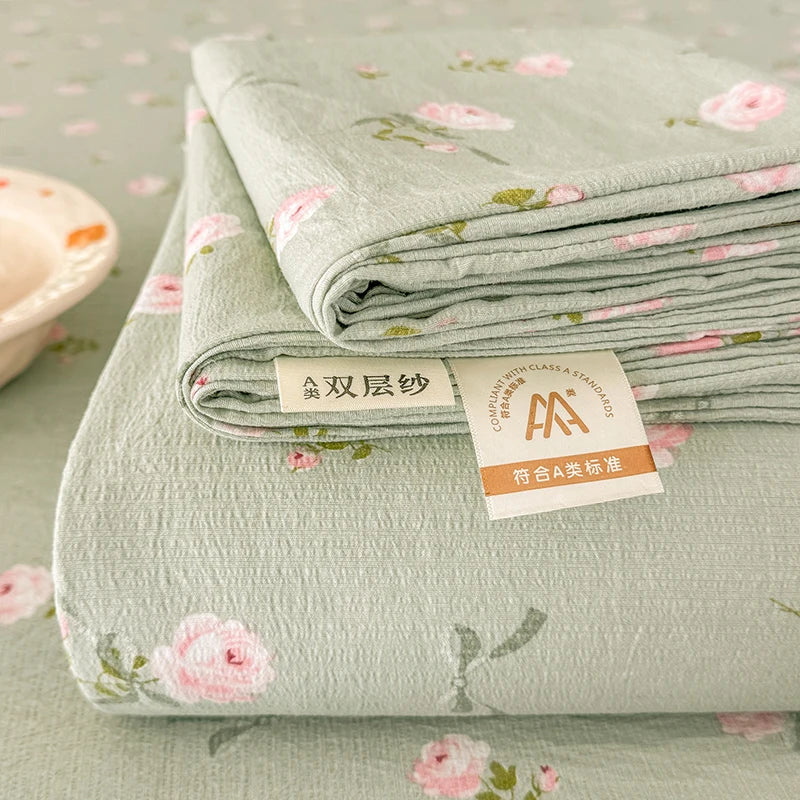 Double-Layer Weave Ultra-Soft Breathable Bed Flat Sheet 1Pc (No Pillowcase) Home Bed Linen Sheet Bedsheets for Single/Couple