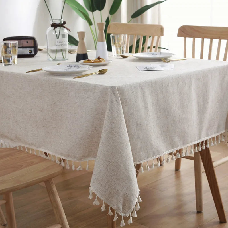 Linen Cotton Tablecloth for Wedding Home Party Dining Banquet Decoration Flax Fabric Table Cloth Luxurious Table Cover