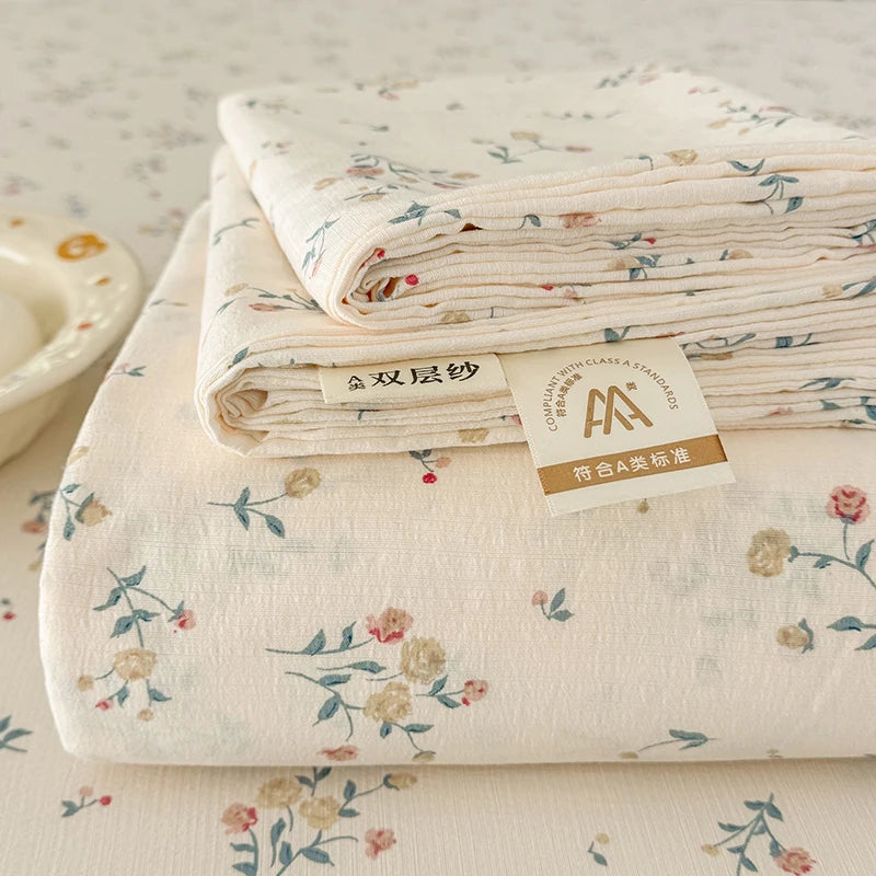 Double-Layer Weave Ultra-Soft Breathable Bed Flat Sheet 1Pc (No Pillowcase) Home Bed Linen Sheet Bedsheets for Single/Couple