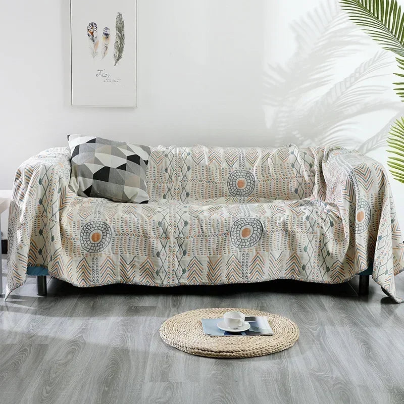 Bohemia Throw Blanket For Beds Cotton Cover Four Seasons Sofa Blanket Oversized Summer Gauze Cool Quilt Double Bedspread
