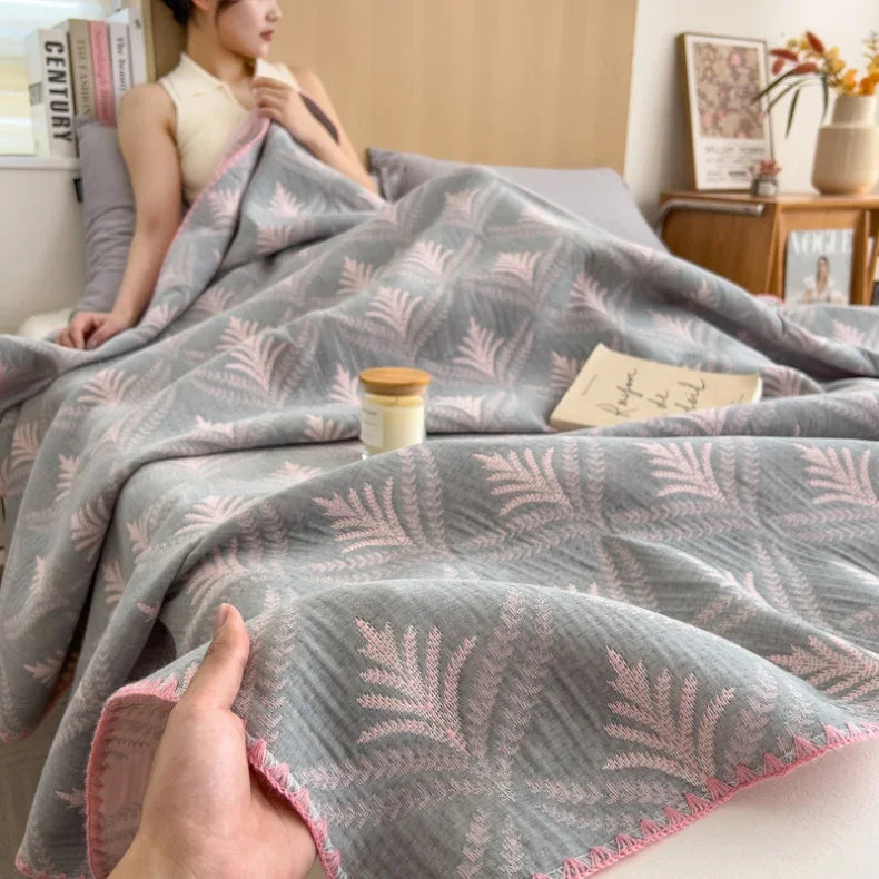 New cotton three-layer yarn towel quilt pure cotton office lunch break blanket sofa cover blanket shawl blanket Xia Liang quilt