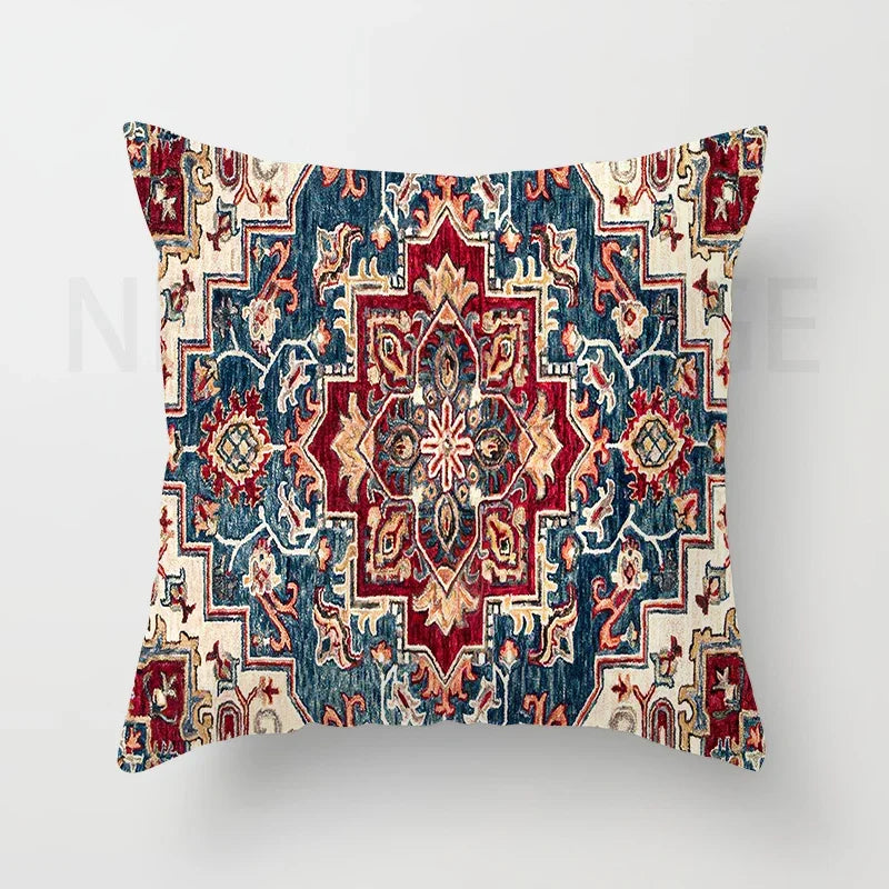 Red Moroccan ethnic style short plush pillowcase sofa cushion cover