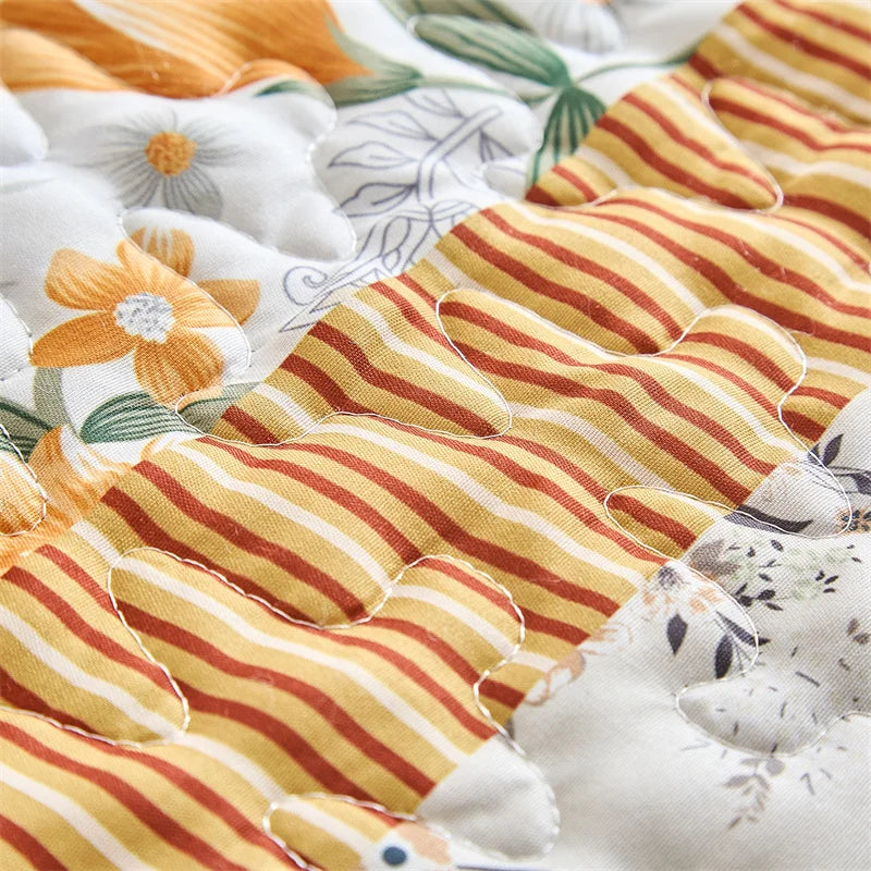 Quilted Bedspread Set,Soft Microfibe Bed Cover+Pillowcase,American Flower Patchwork,Mattress Topper Sheet King cama solteiro