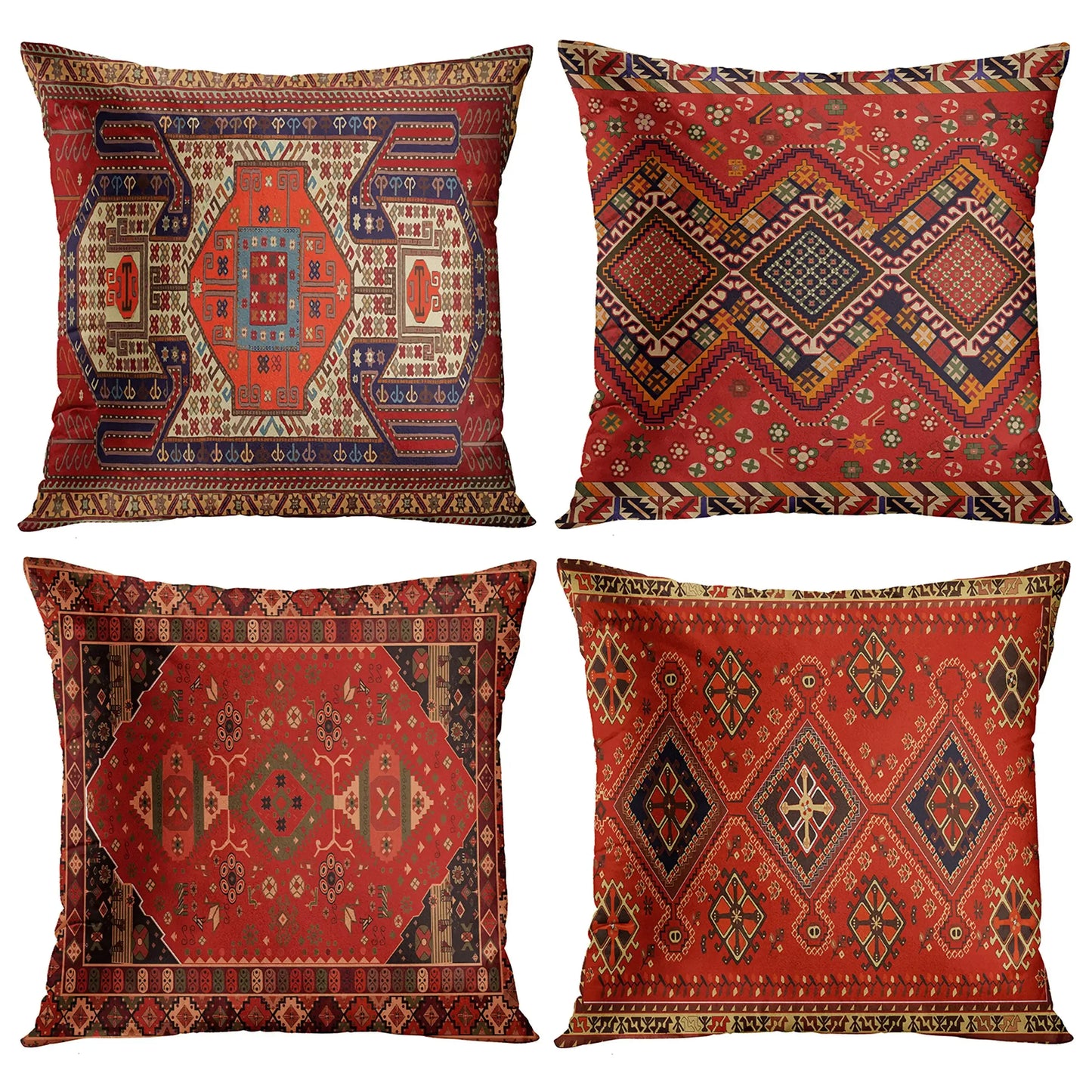 Red Moroccan ethnic style short plush pillowcase sofa cushion cover