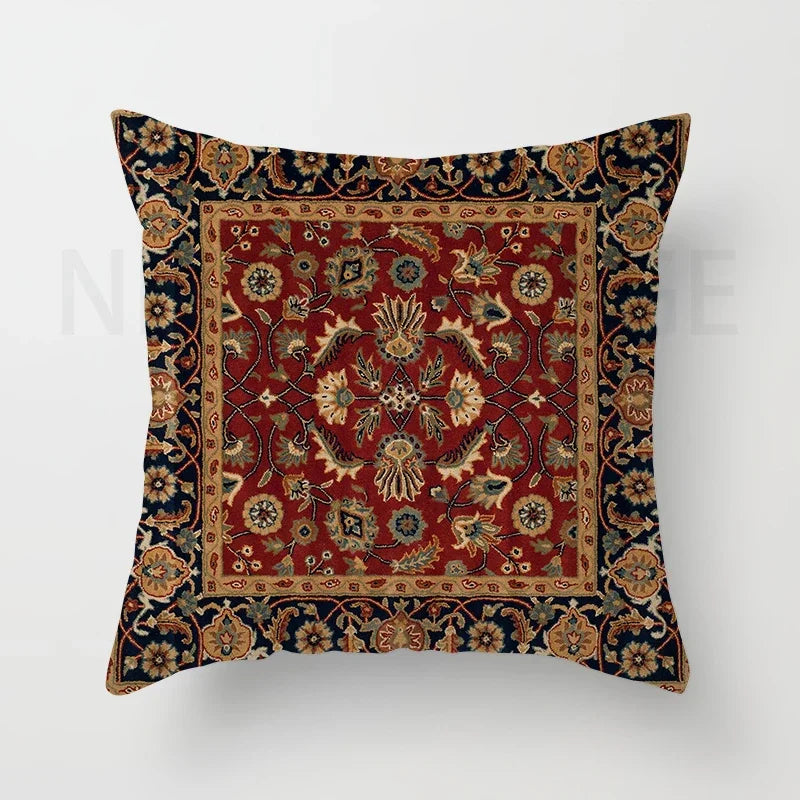 Red Moroccan ethnic style short plush pillowcase sofa cushion cover