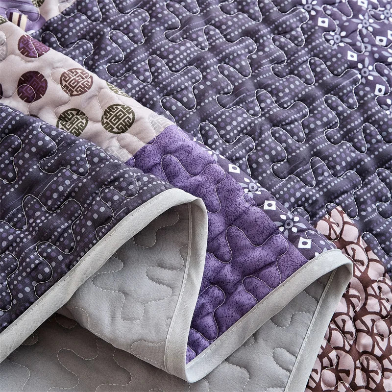 Quilted Bedspread Set,Soft Microfibe Bed Cover+Pillowcase,American Flower Patchwork,Mattress Topper Sheet King cama solteiro