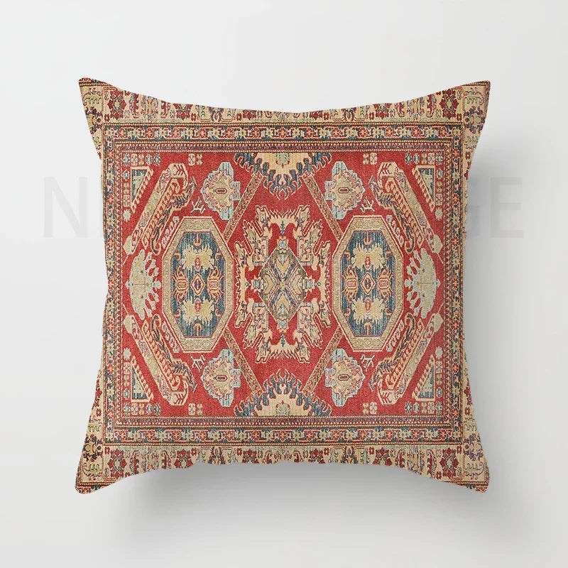 Red Moroccan ethnic style short plush pillowcase sofa cushion cover