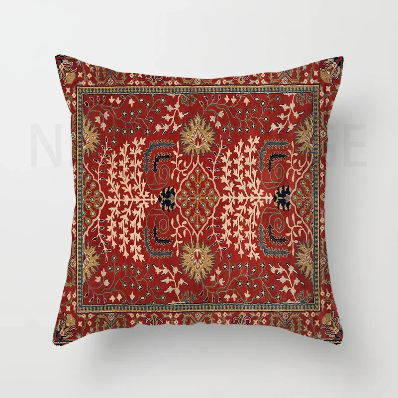 Red Moroccan ethnic style short plush pillowcase sofa cushion cover