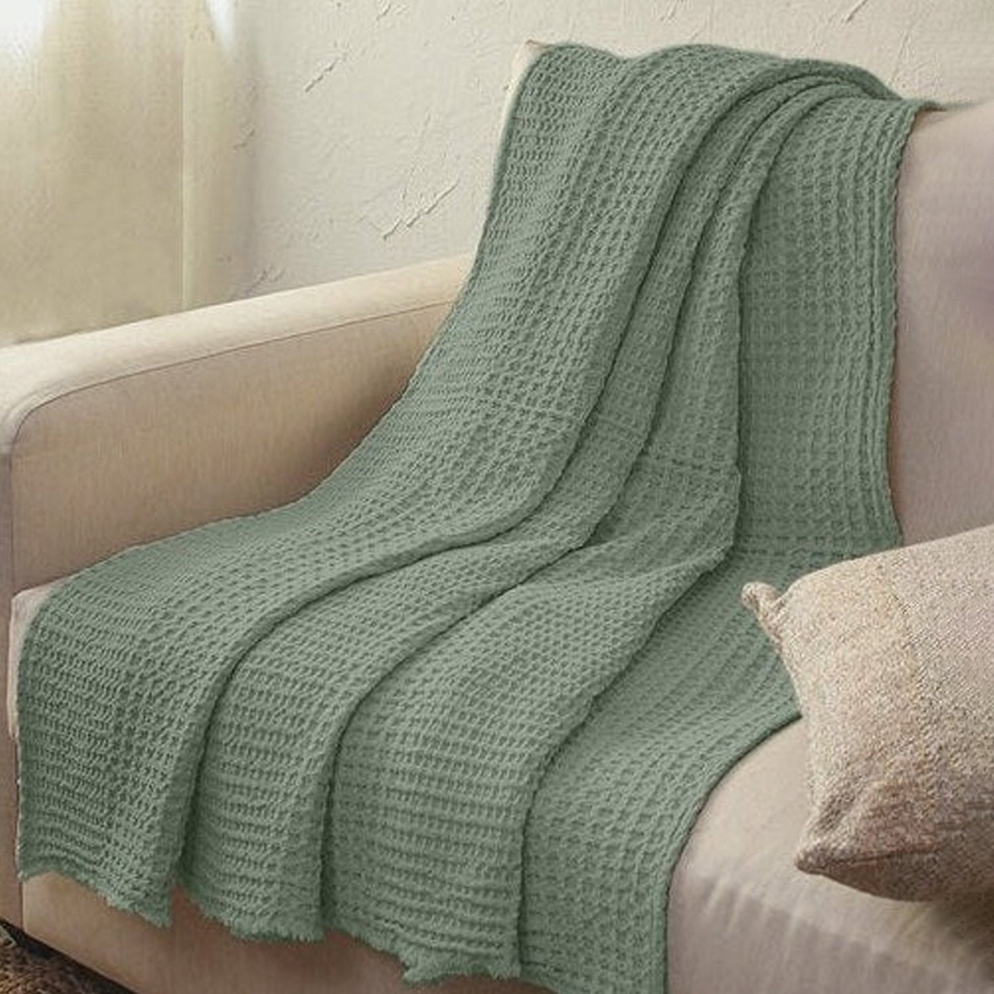 Linen Cotton - Waffle Weave Throw Blanket