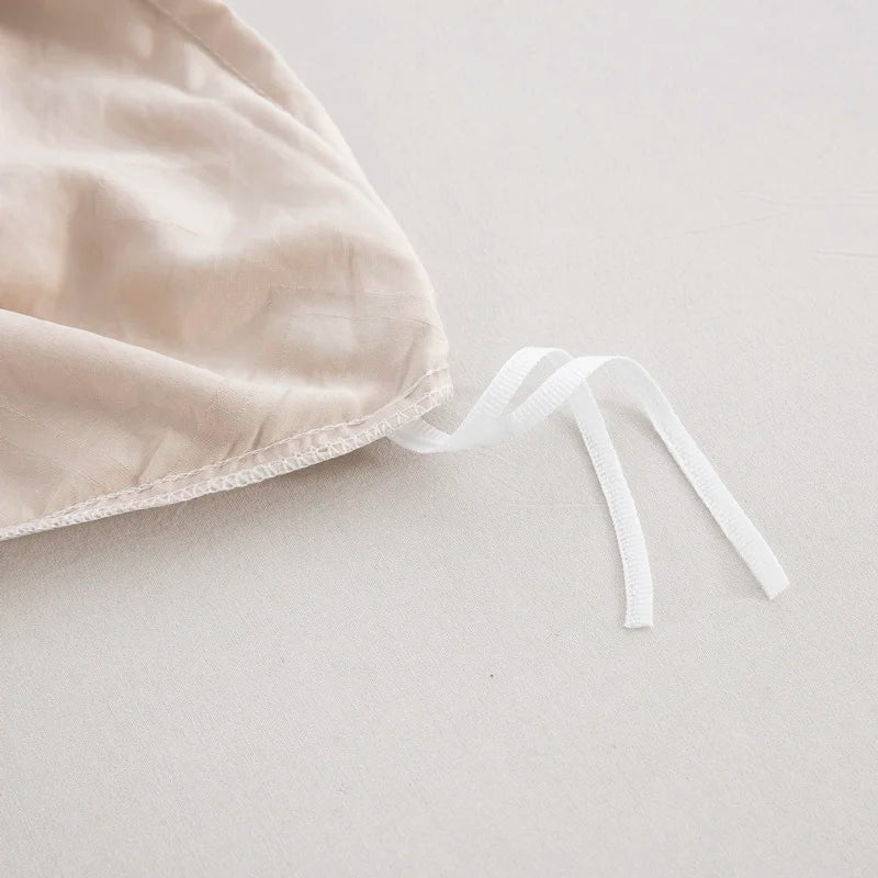 Beige Duvet Cover Full/Queen Size, Boho Tufted Microfiber Bedding Set for All Seasons, Embroidery Shabby Chic Comforter Cover