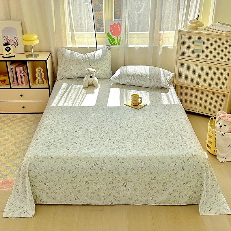 Flower Print Bed Sheet Single/Double/Queen/King Size Flat Sheets Adults Kids Room Soft Bed Linen sabanas (Pillowcase Need Order)