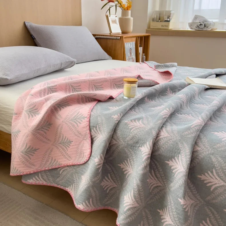 New cotton three-layer yarn towel quilt pure cotton office lunch break blanket sofa cover blanket shawl blanket Xia Liang quilt