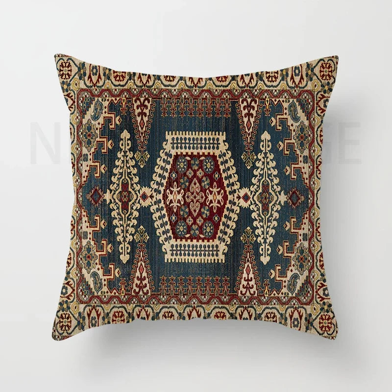 Red Moroccan ethnic style short plush pillowcase sofa cushion cover