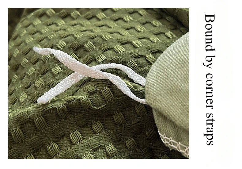 Bedding Set Cotton Waffle Olive Green Quilt Cover Bed Sheet