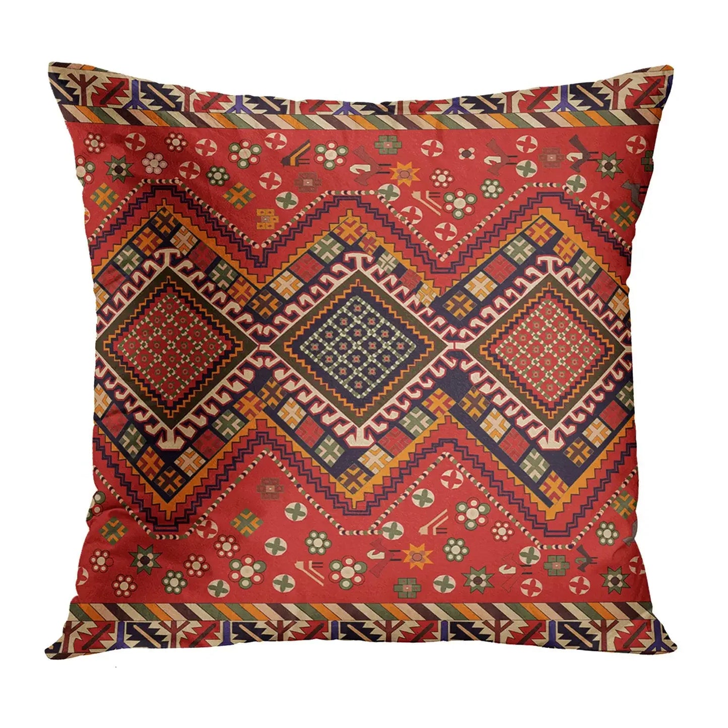 Red Moroccan ethnic style short plush pillowcase sofa cushion cover