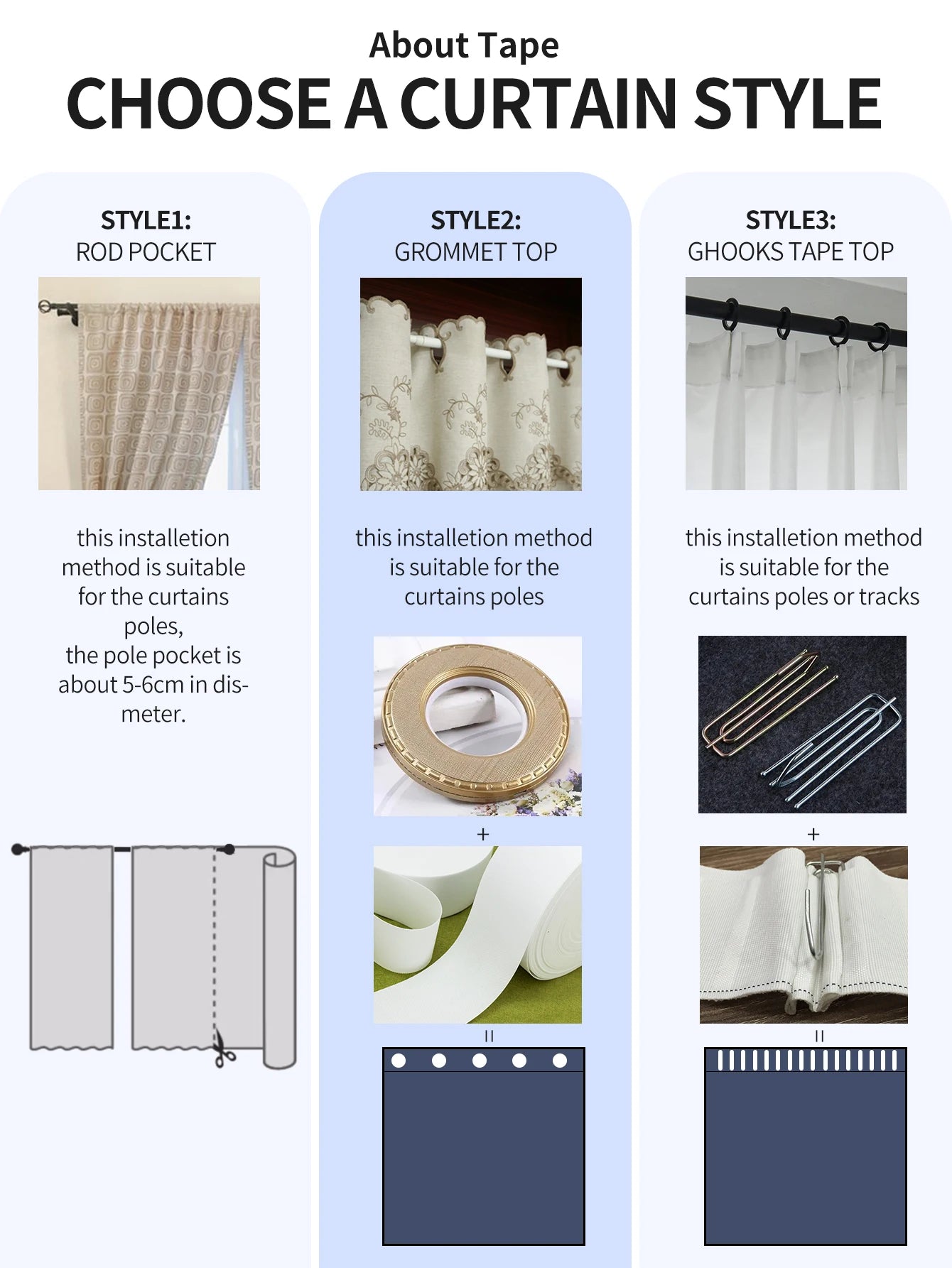 French Scandinavian Style Printed Curtains