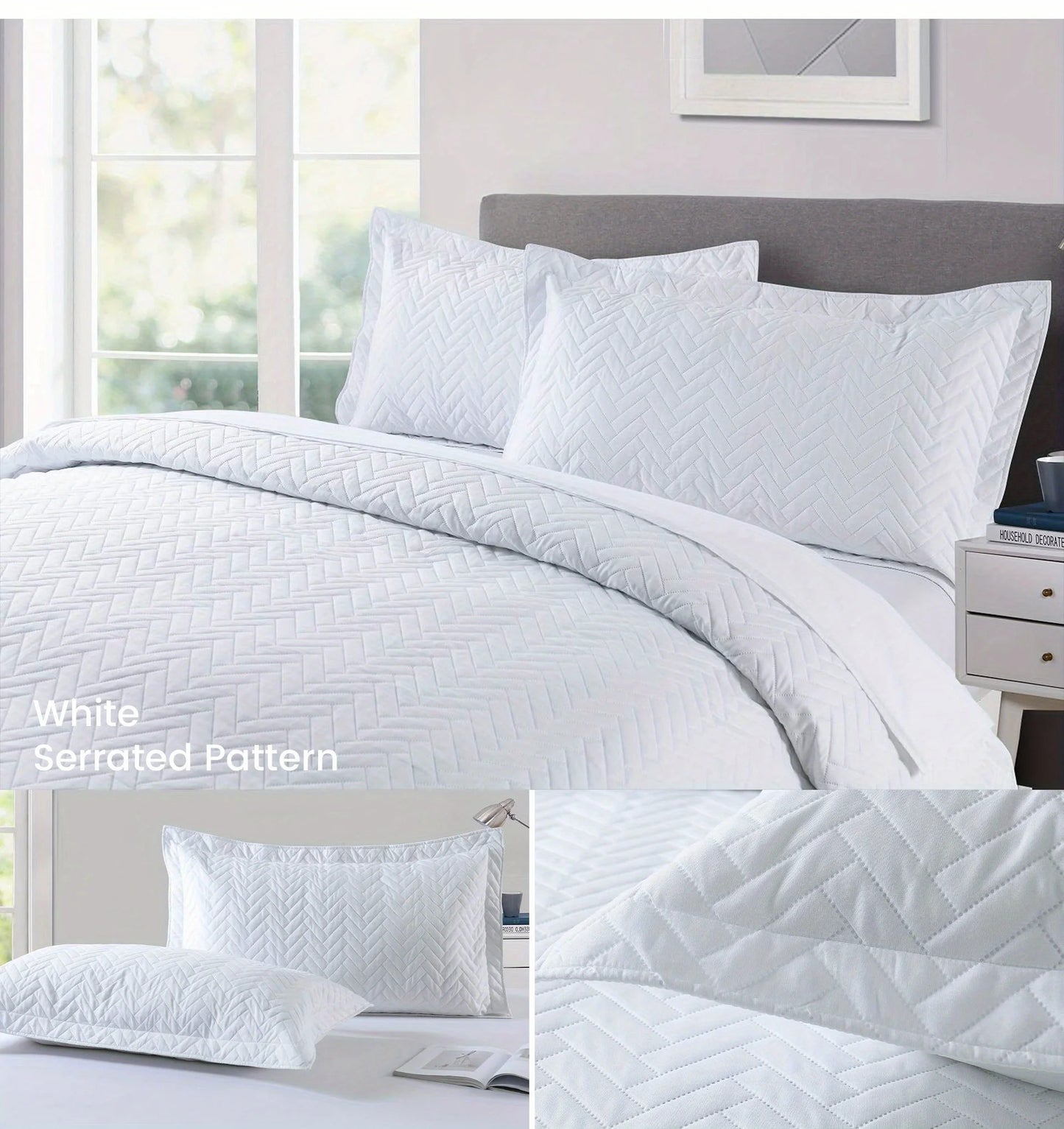 Cherryarn 2/3 Piece Piece Quilt Bedding Set, Lightweight Soft Quilt Bedspread Coverlet with Pillow Shams,Coin Pattern Quilt