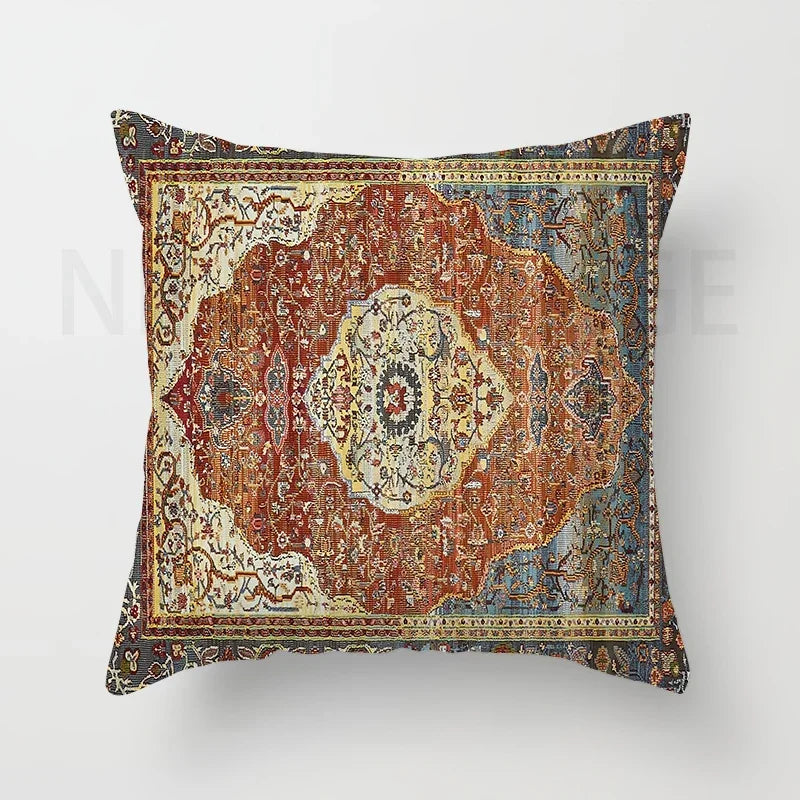 Red Moroccan ethnic style short plush pillowcase sofa cushion cover