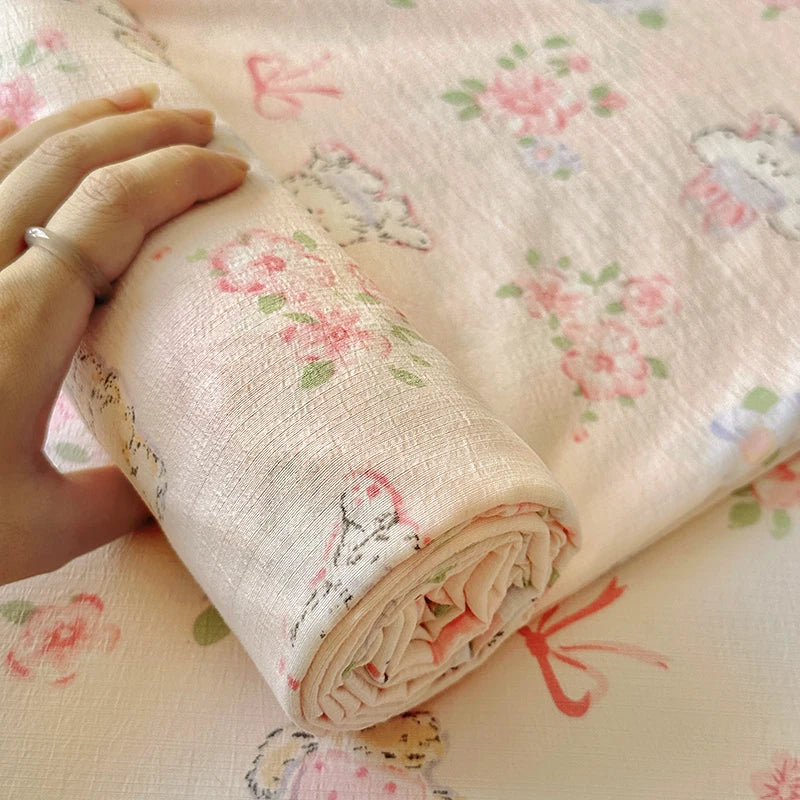 Flower Print Bed Sheet Single/Double/Queen/King Size Flat Sheets Adults Kids Room Soft Bed Linen sabanas (Pillowcase Need Order)