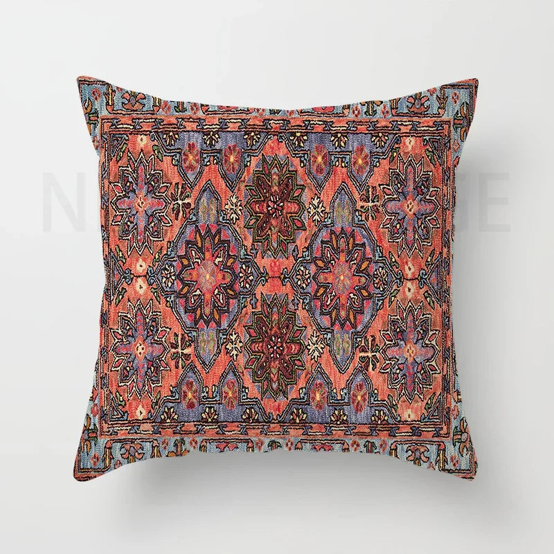 Red Moroccan ethnic style short plush pillowcase sofa cushion cover