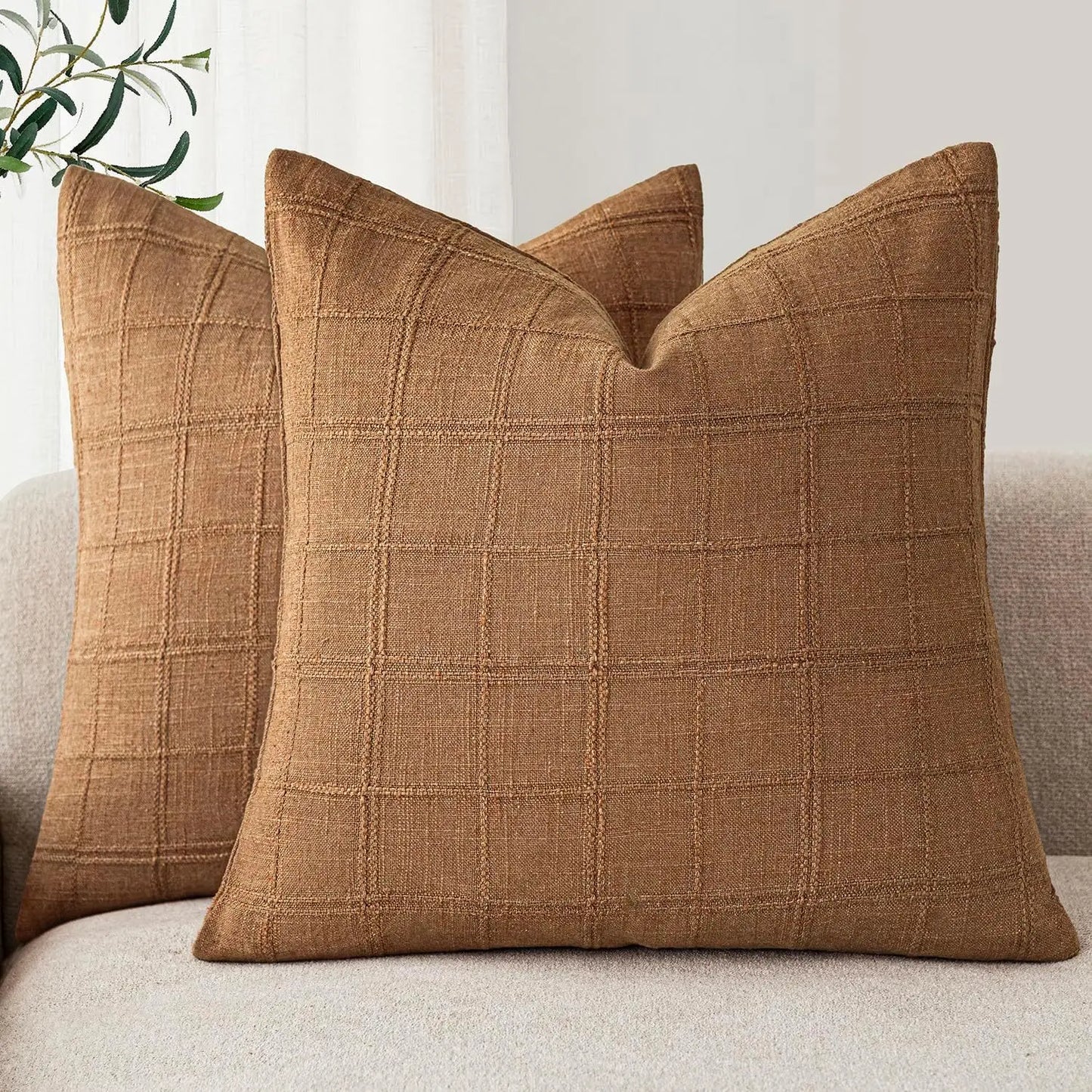 Square Cushion Cover Boho Linen