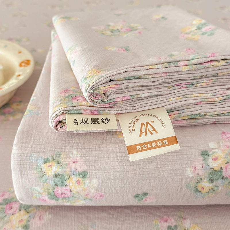 Double-Layer Weave Ultra-Soft Breathable Bed Flat Sheet 1Pc (No Pillowcase) Home Bed Linen Sheet Bedsheets for Single/Couple