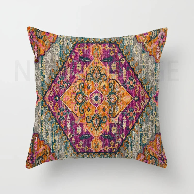 Red Moroccan ethnic style short plush pillowcase sofa cushion cover