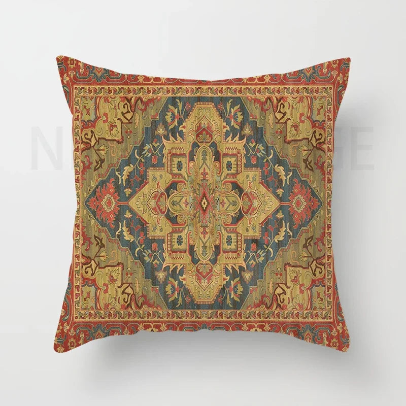 Red Moroccan ethnic style short plush pillowcase sofa cushion cover
