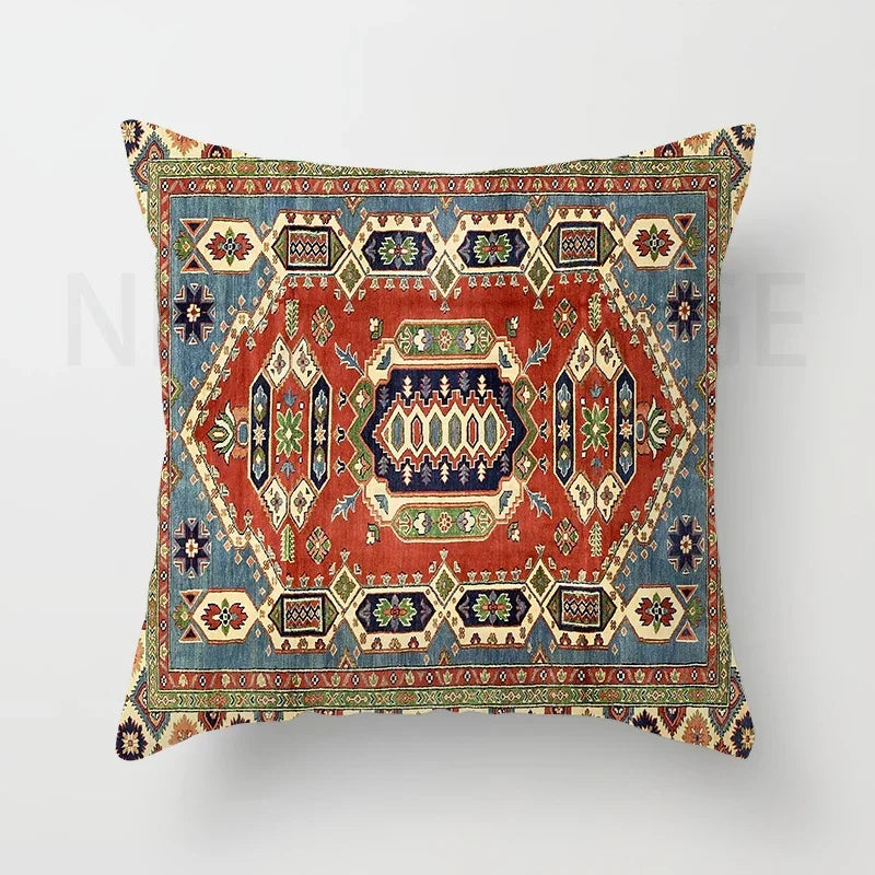 Red Moroccan ethnic style short plush pillowcase sofa cushion cover
