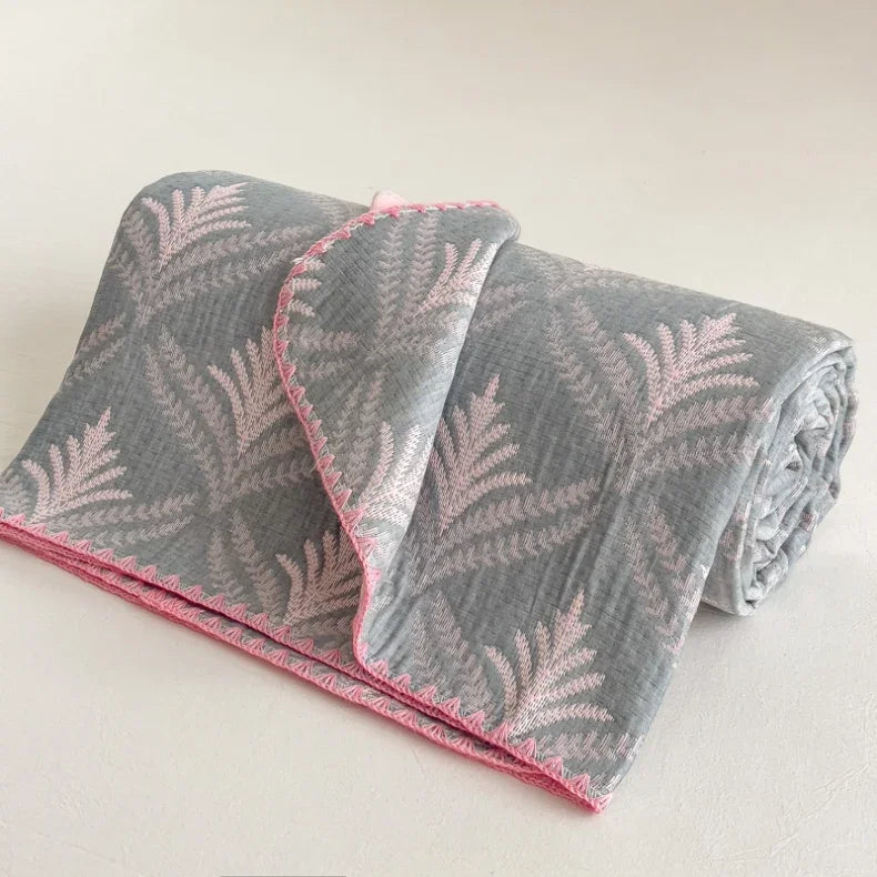 New cotton three-layer yarn towel quilt pure cotton office lunch break blanket sofa cover blanket shawl blanket Xia Liang quilt