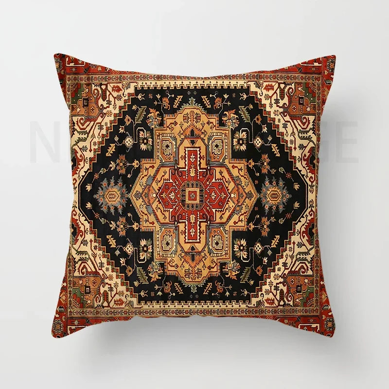 Red Moroccan ethnic style short plush pillowcase sofa cushion cover
